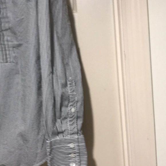 Black and white tuxedo ruffle button-down - Picture 2 of 4